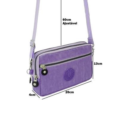 Imagem de Bolsa Feminina Transversal Ombro Mao Casual Carteira Porta Celular Pequena Lilas
