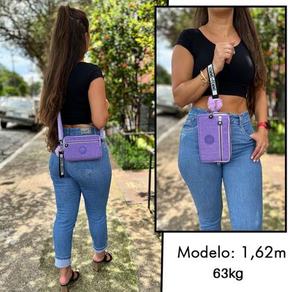 Imagem de Bolsa Feminina Transversal Ombro Mao Casual Carteira Porta Celular Pequena Lilas