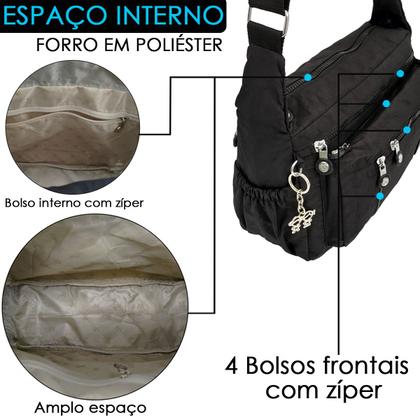 Imagem de Bolsa Feminina Transversal Ombro Reforçada Resistente Casual Vários Bolsos Media Menino e Menina