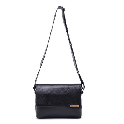 Imagem de Bolsa Feminina Transversal Pequena De Couro Legítimo Preta