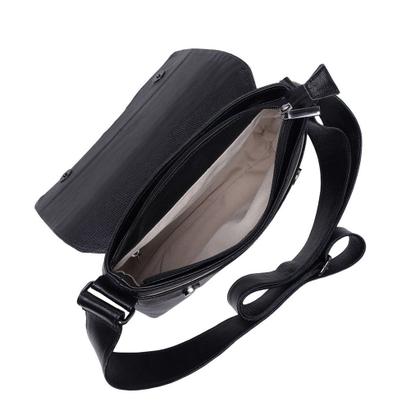 Imagem de Bolsa Feminina Transversal Pequena De Couro Legítimo Preta