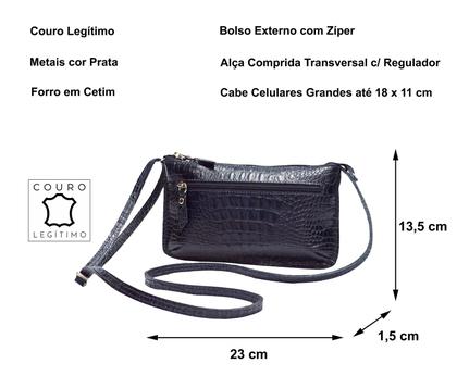 Imagem de Bolsa Feminina Transversal Pequena Leve Compacta Couro Legítimo Madamix
