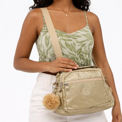 Imagem de Bolsa Feminina Transversal Pequena Nylon Impermeável Casua Multi Compartimentos Zíper Alça Ajustável