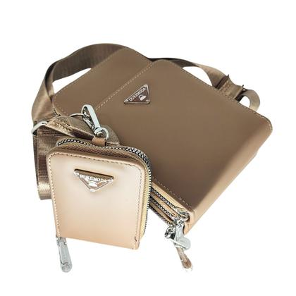 Imagem de Bolsa feminina transversal porta celular com carteira luxo ziper metal prata 