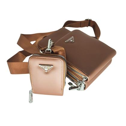 Imagem de Bolsa feminina transversal porta celular com carteira luxo ziper metal prata 