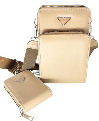 Imagem de Bolsa feminina transversal porta celular com carteira luxo ziper metal prata 