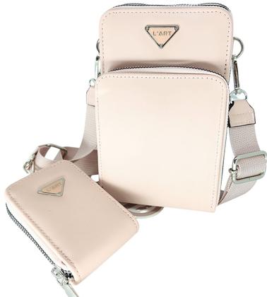 Imagem de Bolsa feminina transversal porta celular com carteira luxo ziper metal prata 