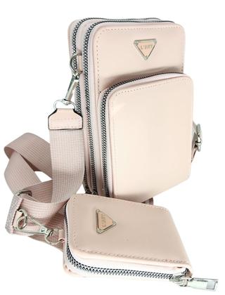 Imagem de Bolsa feminina transversal porta celular com carteira luxo ziper metal prata 