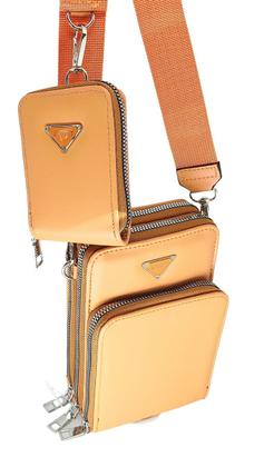 Imagem de Bolsa feminina transversal porta celular com carteira luxo ziper metal prata 