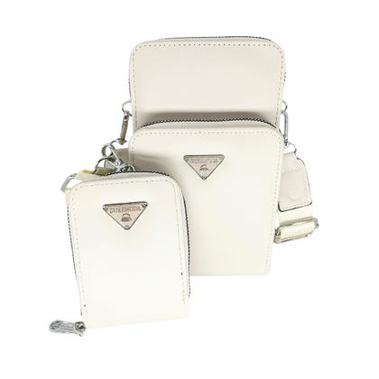 Imagem de Bolsa feminina transversal porta celular com carteira luxo ziper metal prata 