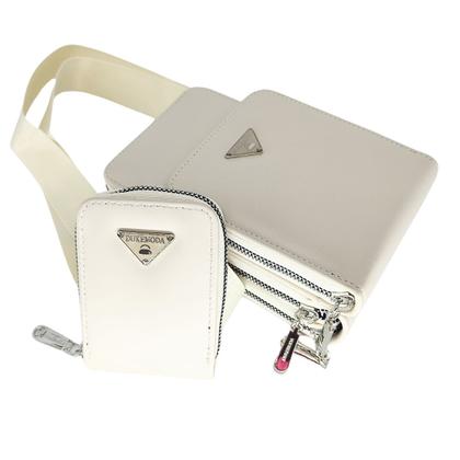 Imagem de Bolsa feminina transversal porta celular com carteira luxo ziper metal prata 