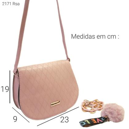 Imagem de Bolsa Feminina Transversal Porta Celular com Corrente e Pompom 2171