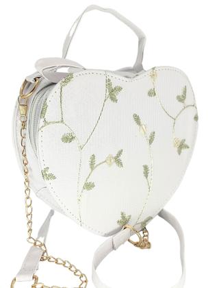 Imagem de Bolsa feminina transversal porta celular coração luxo branco renda romantica