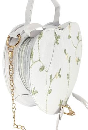 Imagem de Bolsa feminina transversal porta celular coração luxo branco renda romantica