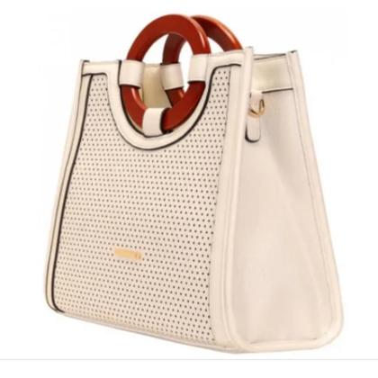 Bolsa Feminina Wj Satchel Detalhes Laser Alca Madeira Branca