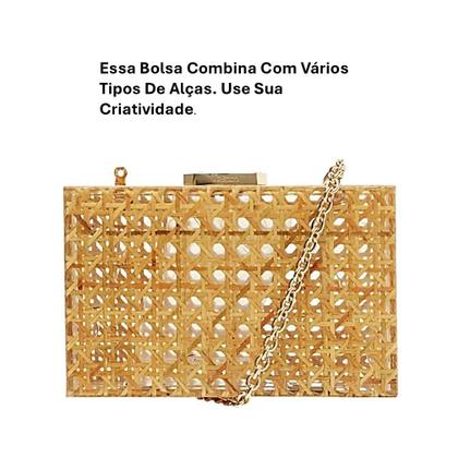 Imagem de Bolsa Festa Clutch De Acrílico Revestido Em Palha