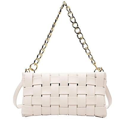 Imagem de Bolsa Festa Feminina Trançada Off White Alça Estilo Corrente