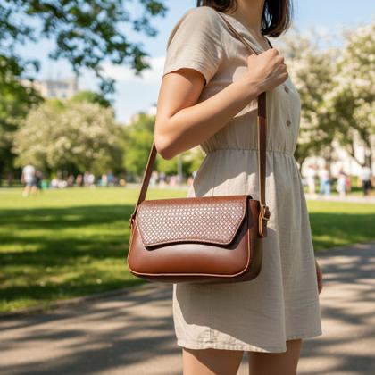 Imagem de Bolsa Flap Tressê material vegano Ombro E Transversal