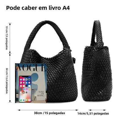 Imagem de Bolsa Grande De Couro Trançado Para Mulheres, Bolsa De Ombro Macia, Ideal Para Trabalho, Compras,