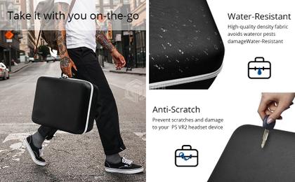 Imagem de Bolsa Hard Case Estojo De Viagem e Proteção Para PlayStation VR2 PSVR2 Protetor Para Lentes Tira Elástica Preta