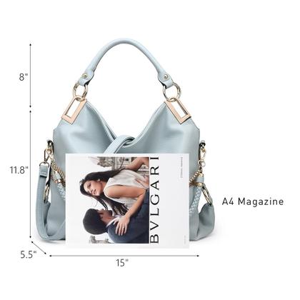 Imagem de Bolsa Hobo Dasein, material vegano, strass, azul claro, feminino