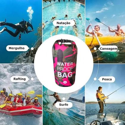 Imagem de Bolsa Impermeável Saco Bag Estanque 20 Litros Camping - Rosa