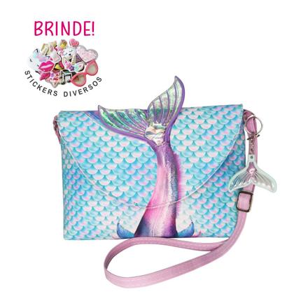 Imagem de Bolsa Infantil Feminina Sereia 3D Colorida Magicc Bolsas MI-219