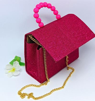 Imagem de Bolsa Infantil Mini Bag Cute alça corrente Transversal Mão Pérola Bolsinha Menina Brilhosa Glitter Blogueirinha moda