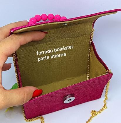 Imagem de Bolsa Infantil Mini Bag Cute alça corrente Transversal Mão Pérola Bolsinha Menina Brilhosa Glitter Blogueirinha moda