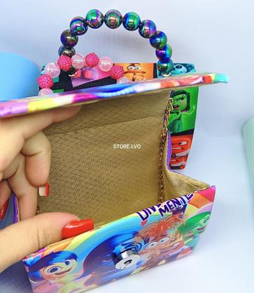 Imagem de Bolsa Infantil Mini Bag Divertidamente Alça Mão Pérola Bolsinha para Menina Personagem Desenho Animado Divertida Mente