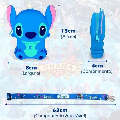 Imagem de Bolsa Infantil Silicone com Alça transversal Regulável Mini Bolsinha Bag com Zíper Lilo Stitch Angel Porta Moedas Moda