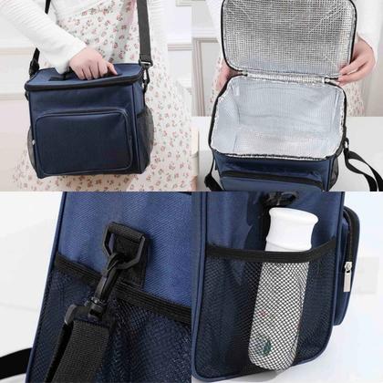 Imagem de Bolsa Lancheira Térmica Marmita Alimento Academia Fitness Viagem Passeio Resistente Mala Bag Esporte Compartimento
