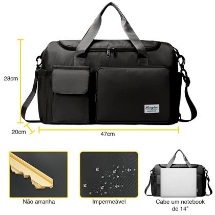 Imagem de Bolsa Mala com Porta Tênis Lorben Impermeável Unissex Alça Regulável Academia Viagem