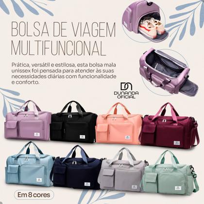 Imagem de Bolsa Mala de Mão Bordo Matelassê Espaçosa  Viagem, Multiuso, Mala Grande com Zíper, Academia, Praia, Cabine Avião, Dia a Dia, Linha Premium