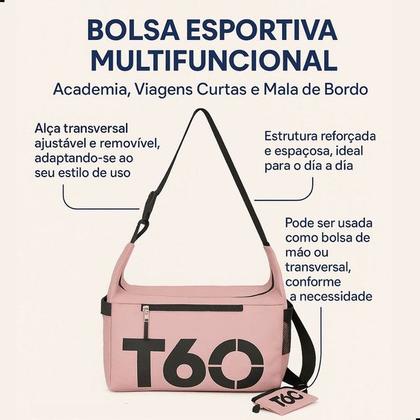 Imagem de Bolsa Mala de Ombro Transversal Esportiva Academia Lazer Trabalho Faculdade Viagem Unissex com Carteira Nécessaire Cor:R