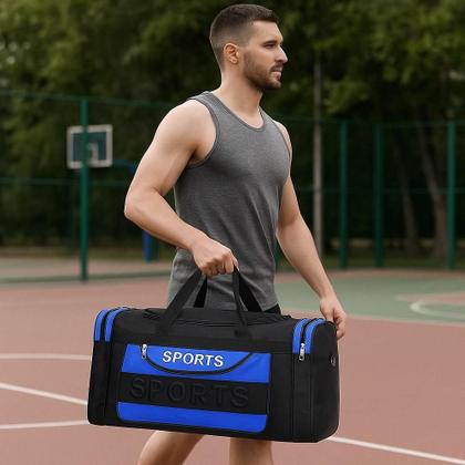 Imagem de Bolsa mala mao esportiva mochila sacola treino academia viagem masculina feminina azul