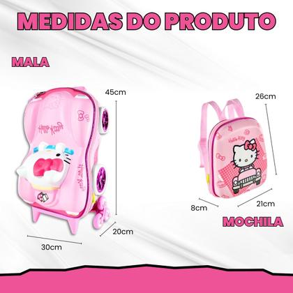 Imagem de Bolsa Mala Mochila e Lancheira com 3 Rodinhas e Relevo 3D 