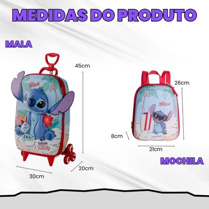 Imagem de Bolsa Mala Mochila e Lancheira com 3 Rodinhas e Relevo 3D 