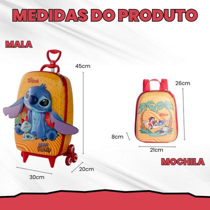 Imagem de Bolsa Mala Mochila e Lancheira com 3 Rodinhas e Relevo 3D 