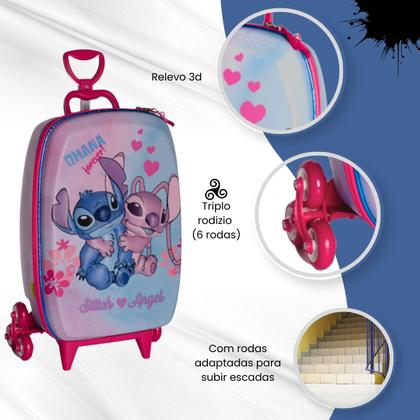 Imagem de Bolsa Mala Mochila e Lancheira com 3 Rodinhas e Relevo 3D 