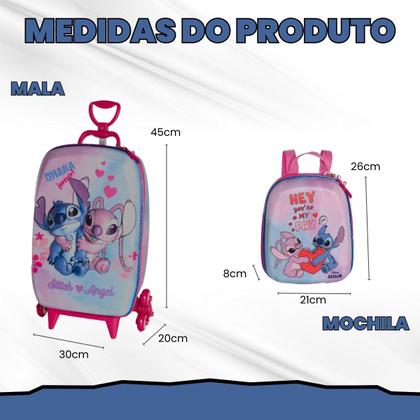 Imagem de Bolsa Mala Mochila e Lancheira com 3 Rodinhas e Relevo 3D 