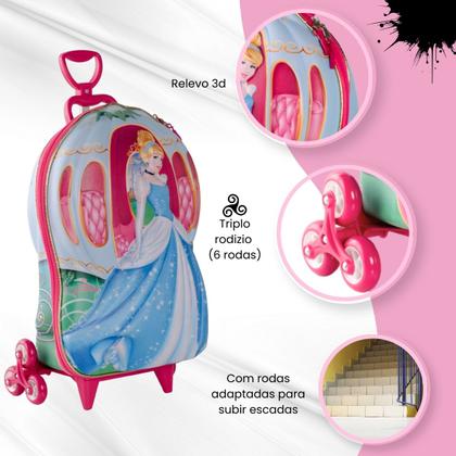 Imagem de Bolsa Mala Mochila e Lancheira com 3 Rodinhas e Relevo 3D 