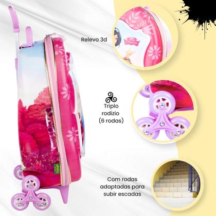 Imagem de Bolsa Mala Mochila e Lancheira com 3 Rodinhas e Relevo 3D 