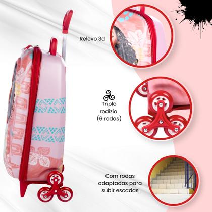 Imagem de Bolsa Mala Mochila e Lancheira com 3 Rodinhas e Relevo 3D 