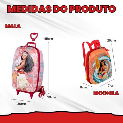 Imagem de Bolsa Mala Mochila e Lancheira com 3 Rodinhas e Relevo 3D 