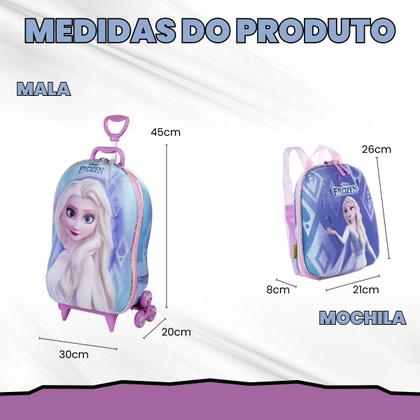 Imagem de Bolsa Mala Mochila e Lancheira com 3 Rodinhas e Relevo 3D 