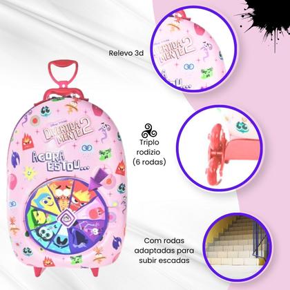 Imagem de Bolsa Mala Mochila e Lancheira com 3 Rodinhas e Relevo 3D 