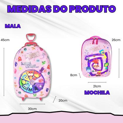 Imagem de Bolsa Mala Mochila e Lancheira com 3 Rodinhas e Relevo 3D 