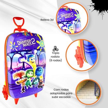 Imagem de Bolsa Mala Mochila e Lancheira com 3 Rodinhas e Relevo 3D 