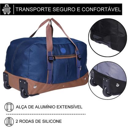 Imagem de Bolsa Mala Sacola de Viagem com Rodas Bordo Grande Reforçada